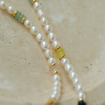 Colored Gemstone and Rice Pearl Beaded Necklace - floysun