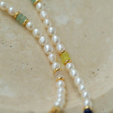 Colored Gemstone and Rice Pearl Beaded Necklace - floysun