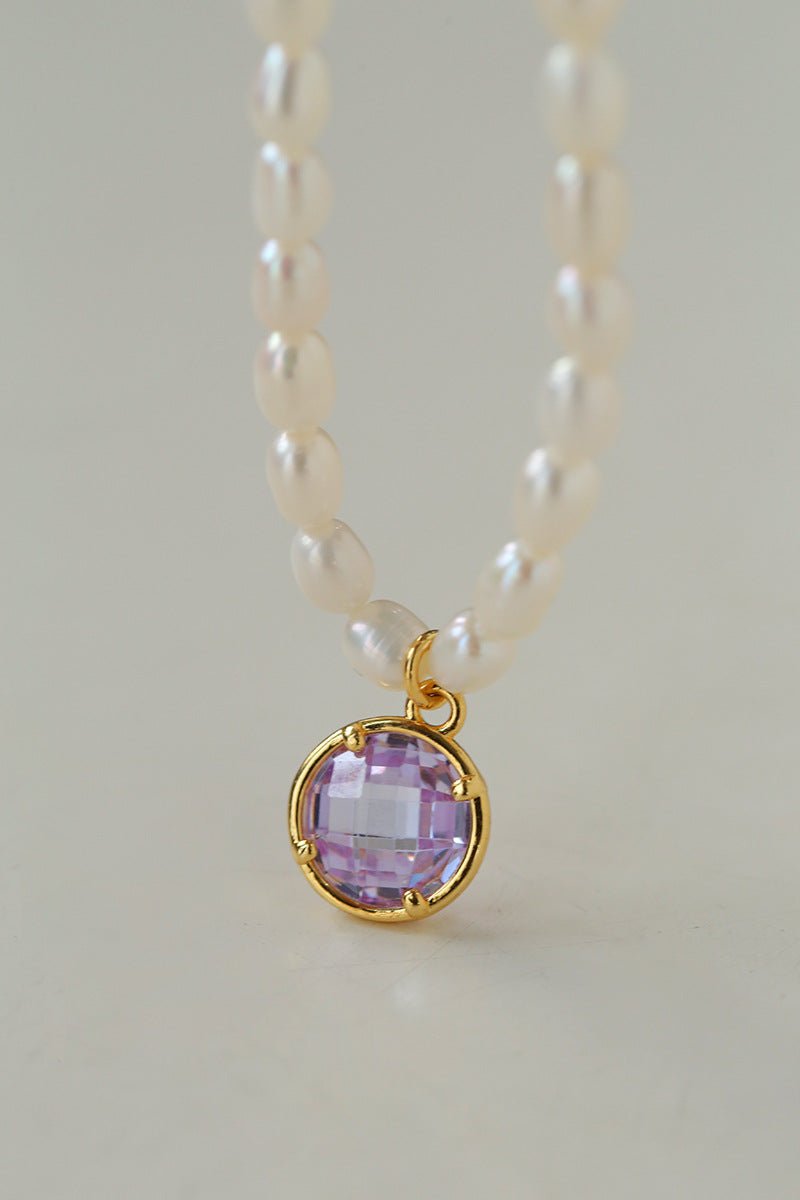 Colored Zircon Freshwater Pearl Necklace - floysun