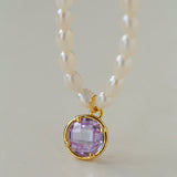 Colored Zircon Freshwater Pearl Necklace - floysun