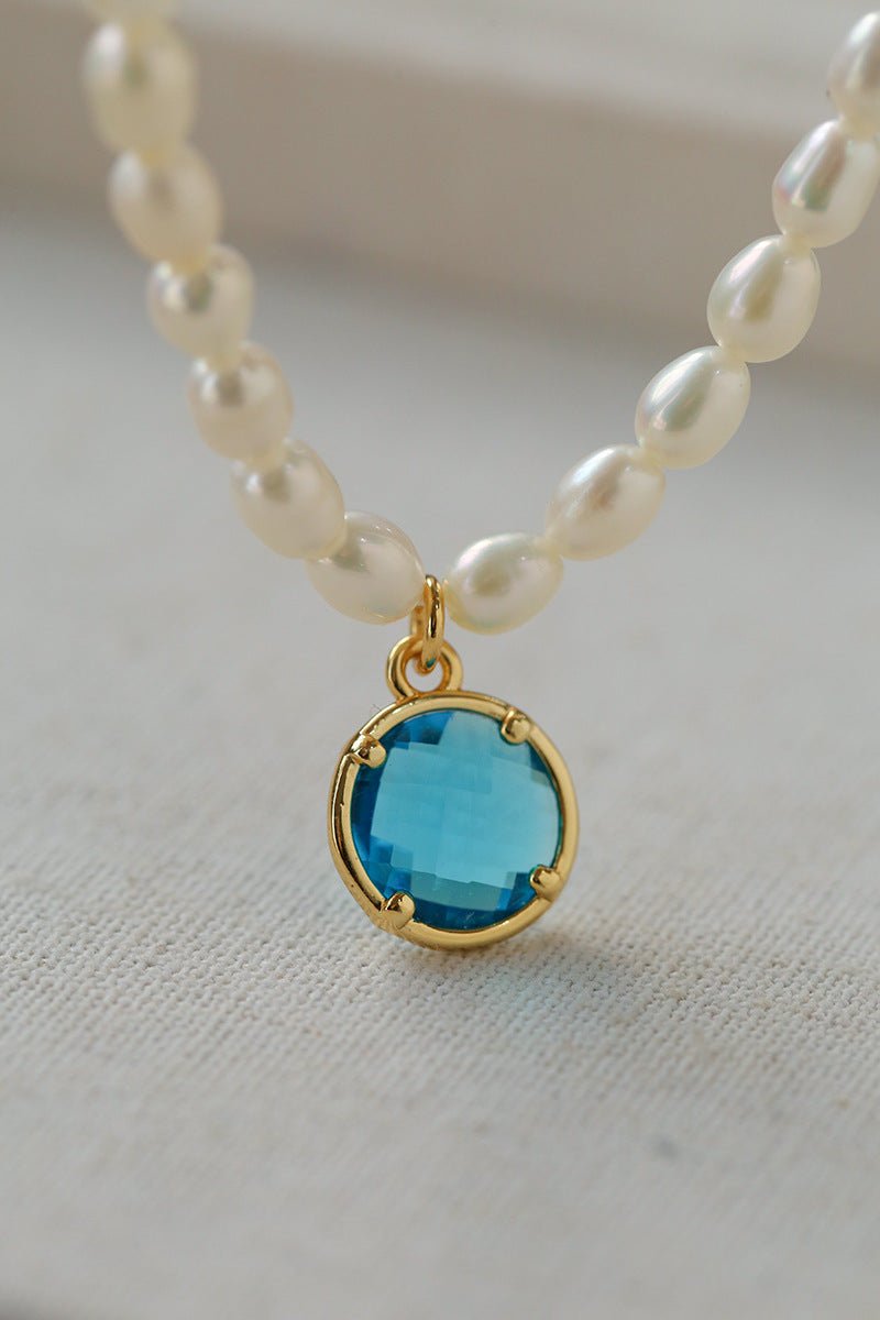 Colored Zircon Freshwater Pearl Necklace - floysun
