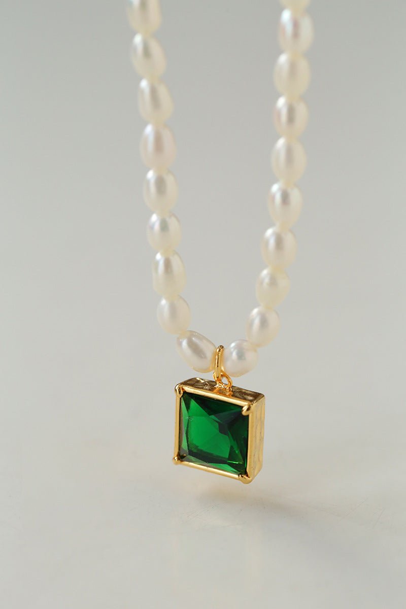 Colored Zircon Freshwater Pearl Necklace - floysun