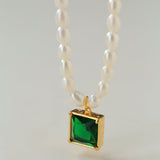 Colored Zircon Freshwater Pearl Necklace - floysun