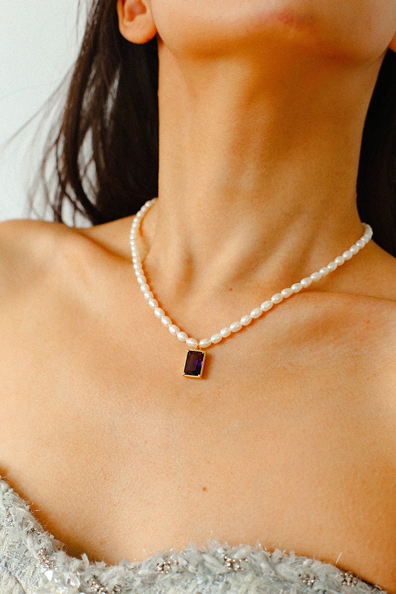 Colored Zircon Freshwater Pearl Necklace - floysun