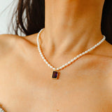 Colored Zircon Freshwater Pearl Necklace - floysun