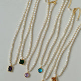 Colored Zircon Freshwater Pearl Necklace - floysun