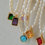 Colored Zircon Freshwater Pearl Necklace - floysun