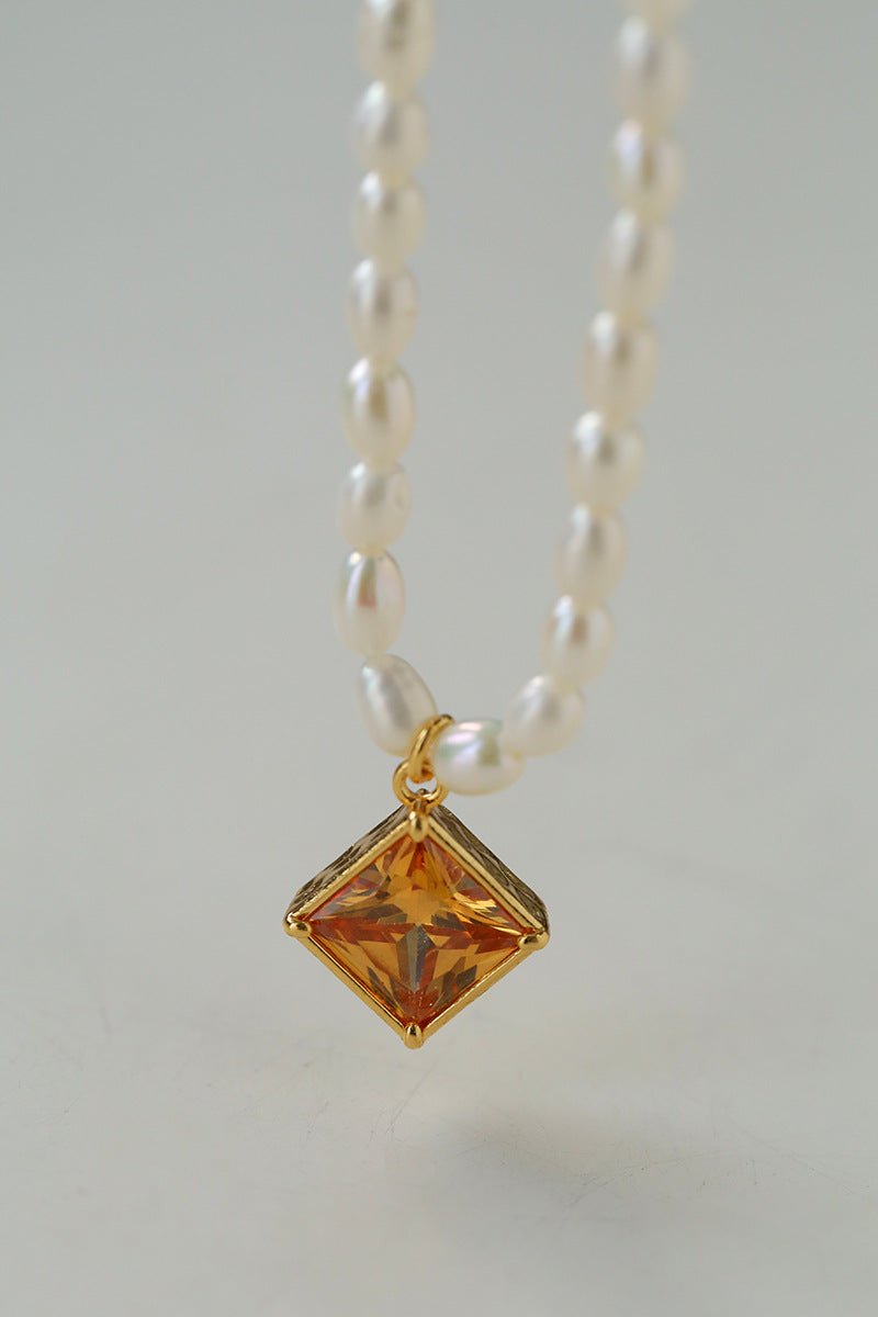 Colored Zircon Freshwater Pearl Necklace - floysun