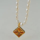 Colored Zircon Freshwater Pearl Necklace - floysun
