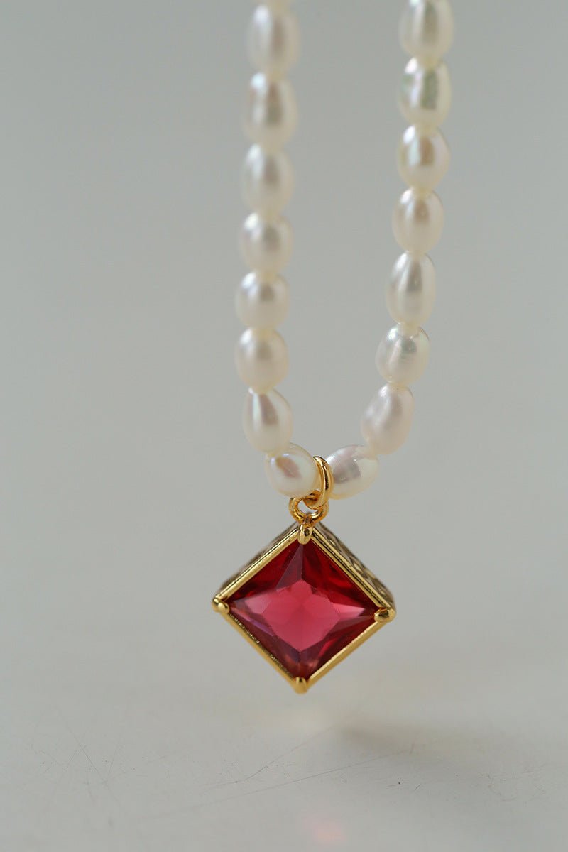 Colored Zircon Freshwater Pearl Necklace - floysun