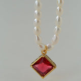 Colored Zircon Freshwater Pearl Necklace - floysun