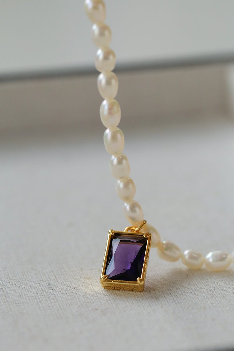 Colored Zircon Freshwater Pearl Necklace - floysun