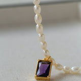 Colored Zircon Freshwater Pearl Necklace - floysun