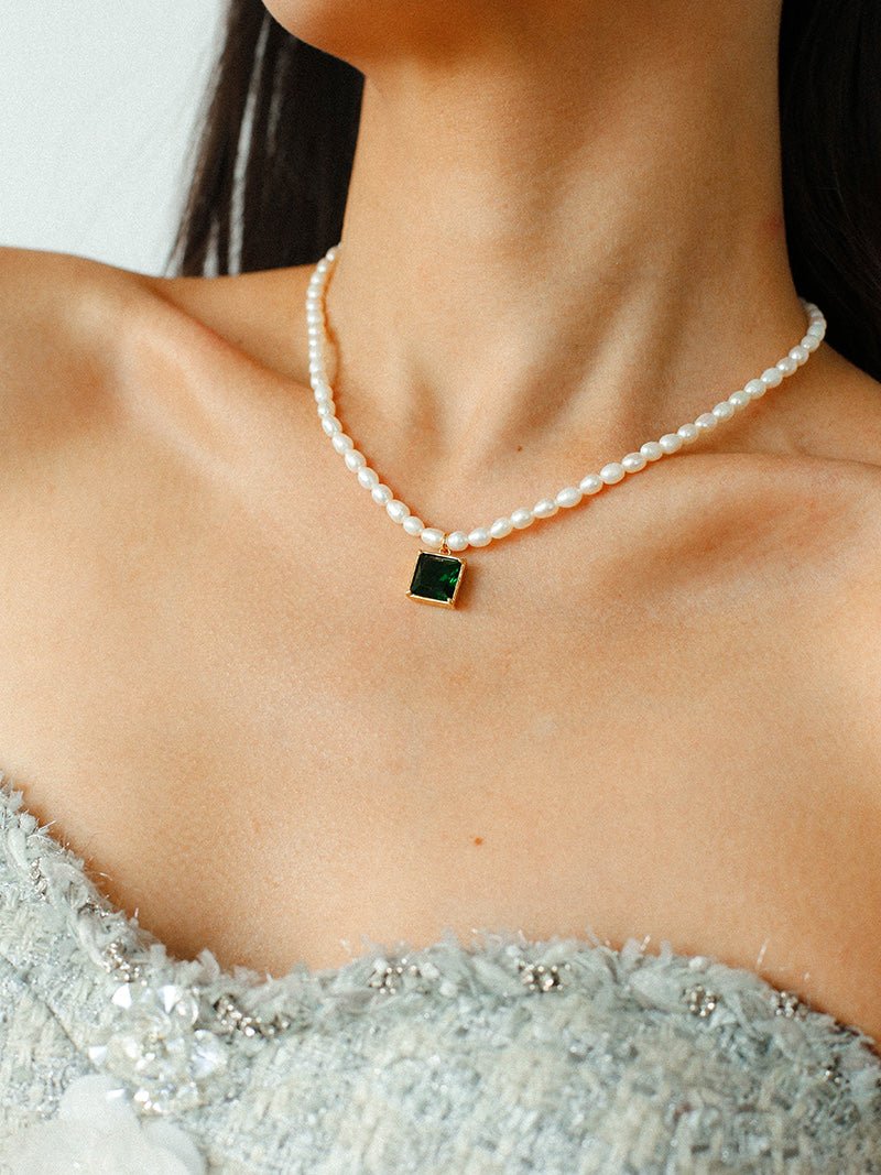 Colored Zircon Freshwater Pearl Necklace - floysun