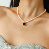 Colored Zircon Freshwater Pearl Necklace - floysun