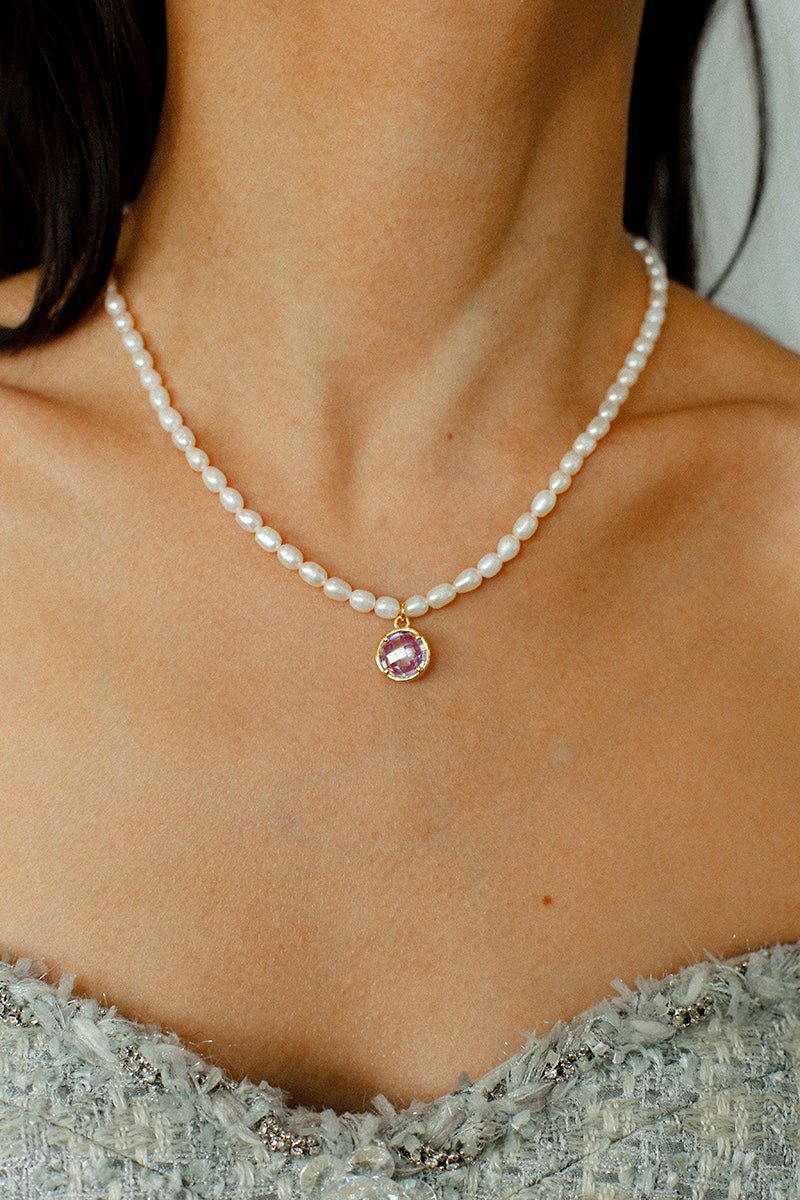 Colored Zircon Freshwater Pearl Necklace - floysun