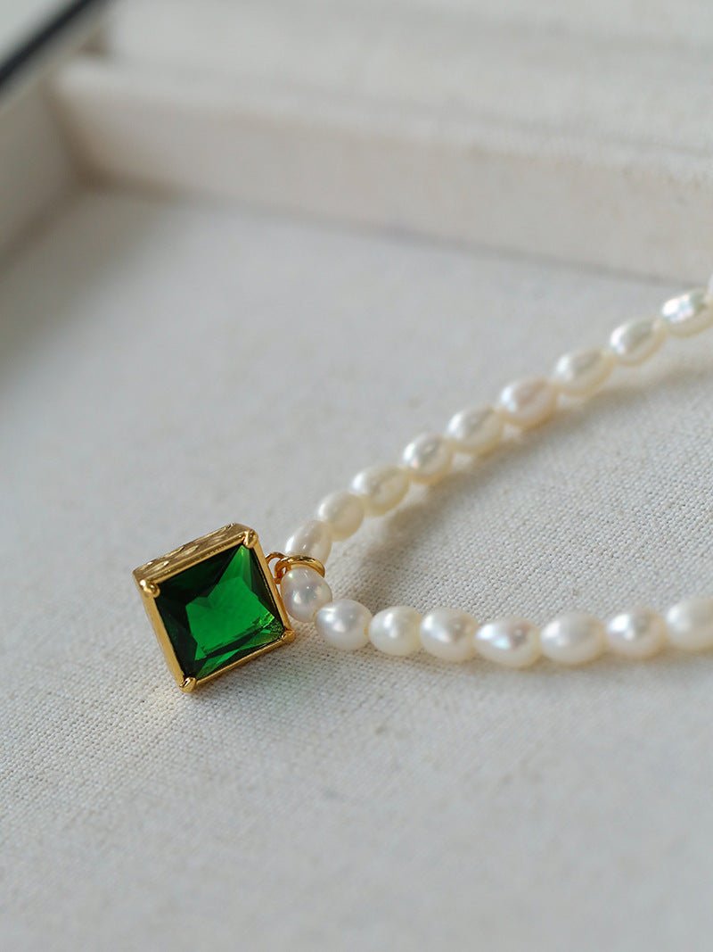 Colored Zircon Freshwater Pearl Necklace - floysun