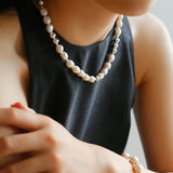 Colorful Freshwater Pearl and Silver Ball Beaded Necklace - floysun
