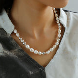 Colorful Freshwater Pearl and Silver Ball Beaded Necklace - floysun
