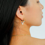 Colorful Gemstone & Pearl Tassel Hoop Earrings - floysun