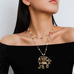 Colorful Handcrafted Glass Elephant Pearl Necklace - floysun
