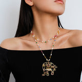 Colorful Handcrafted Glass Elephant Pearl Necklace - floysun