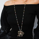 Colorful Handcrafted Glass Elephant Pearl Necklace - floysun