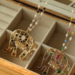 Colorful Handcrafted Glass Elephant Pearl Necklace - floysun