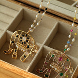 Colorful Handcrafted Glass Elephant Pearl Necklace - floysun