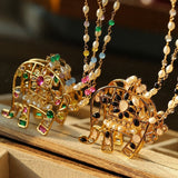 Colorful Handcrafted Glass Elephant Pearl Necklace - floysun