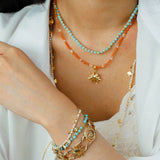 Colorful Natural Stone Beaded Necklace with Multi - element Pendants - floysun