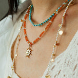 Colorful Natural Stone Beaded Necklace with Multi - element Pendants - floysun
