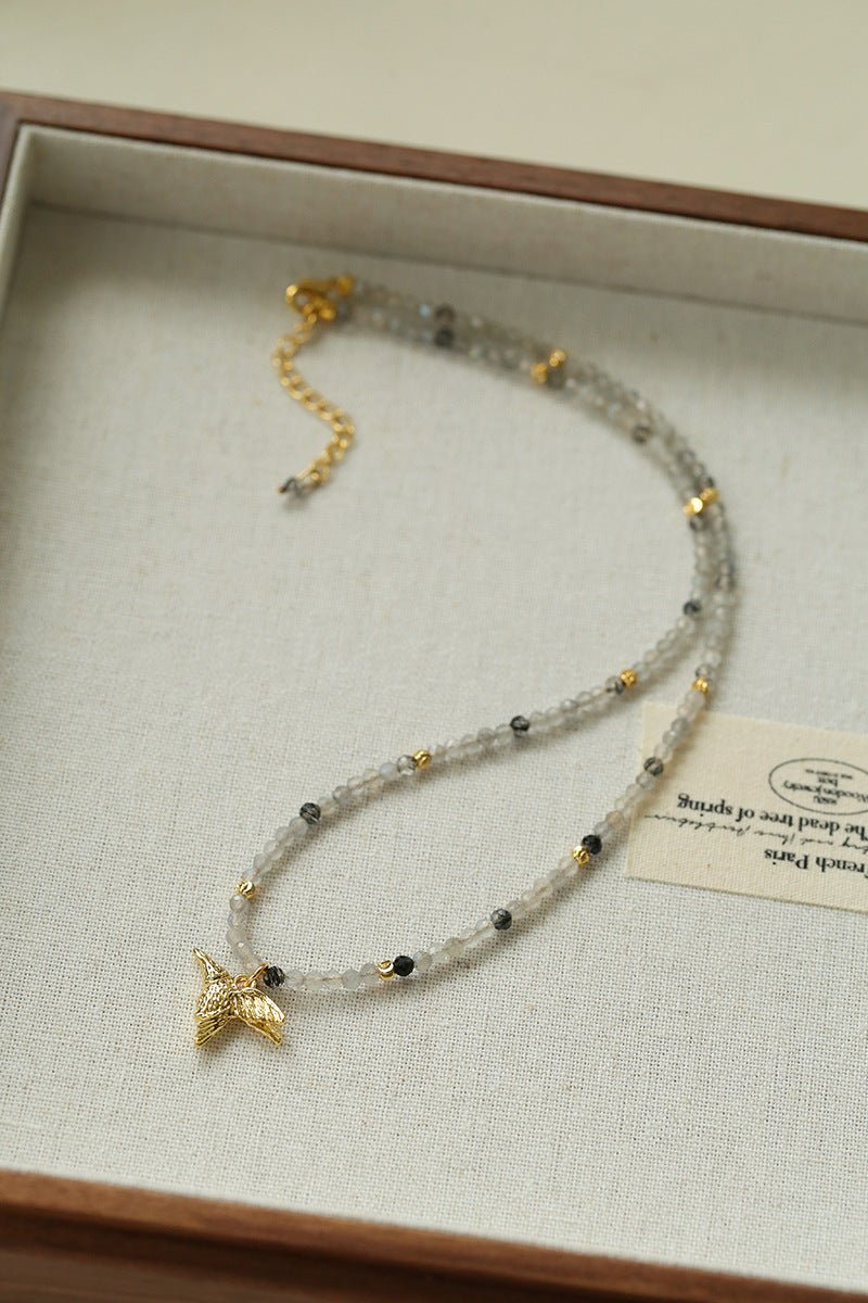 Colorful Natural Stone Beaded Necklace with Multi - element Pendants - floysun