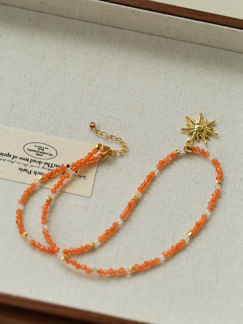 Colorful Natural Stone Beaded Necklace with Multi - element Pendants - floysun