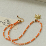 Colorful Natural Stone Beaded Necklace with Multi - element Pendants - floysun