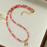 Colorful Natural Stone Beaded Necklace with Multi - element Pendants - floysun