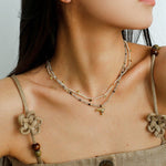 Colorful Natural Stone Beaded Necklace with Multi - element Pendants - floysun