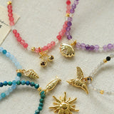 Colorful Natural Stone Beaded Necklace with Multi - element Pendants - floysun