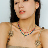 Colorful Natural Stone Beaded Necklace with Multi - element Pendants - floysun