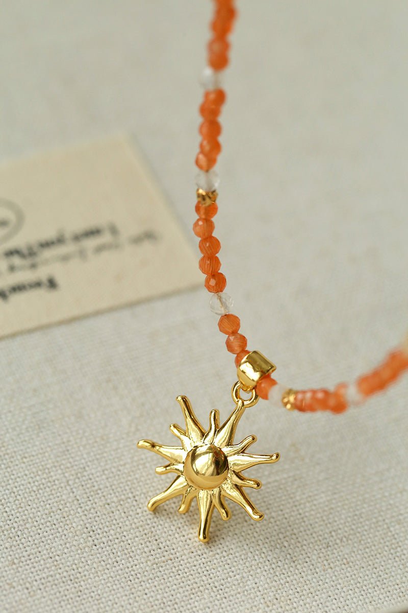 Colorful Natural Stone Beaded Necklace with Multi - element Pendants - floysun