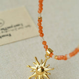 Colorful Natural Stone Beaded Necklace with Multi - element Pendants - floysun