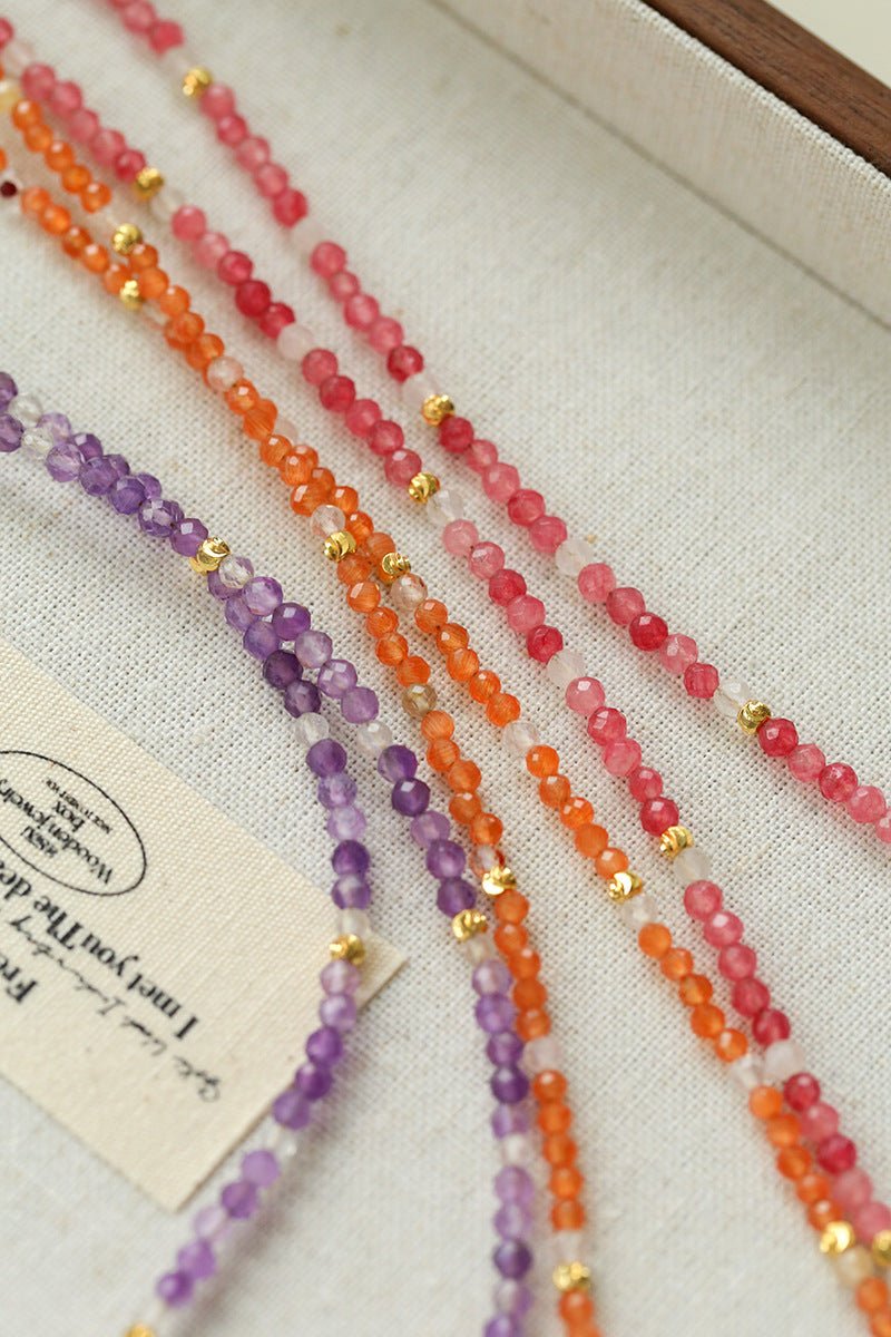 Colorful Natural Stone Beaded Necklace with Multi - element Pendants - floysun