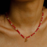 Colorful Natural Stone Beaded Necklace with Multi - element Pendants - floysun