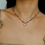 Colorful Natural Stone Beaded Necklace with Multi - element Pendants - floysun