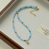 Colorful Natural Stone Beaded Necklace with Multi - element Pendants - floysun