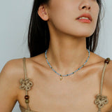 Colorful Natural Stone Beaded Necklace with Multi - element Pendants - floysun