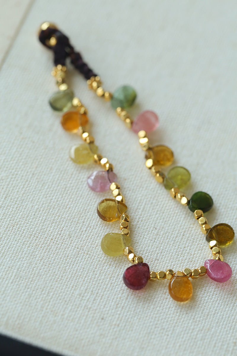 Colorful Waterdrop Tourmaline Woven Bracelet - floysun