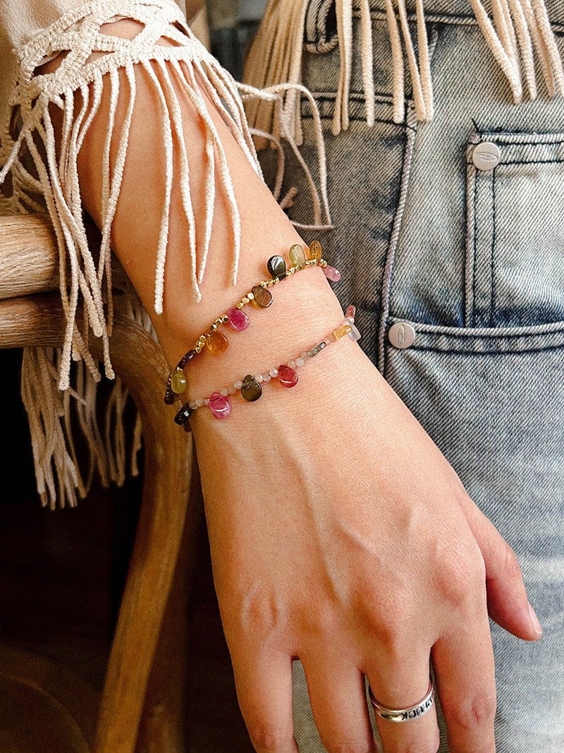 Colorful Waterdrop Tourmaline Woven Bracelet - floysun