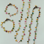 Colorful Waterdrop Tourmaline Woven Necklace Mini Sunstone or Silve Ore Beads - floysun