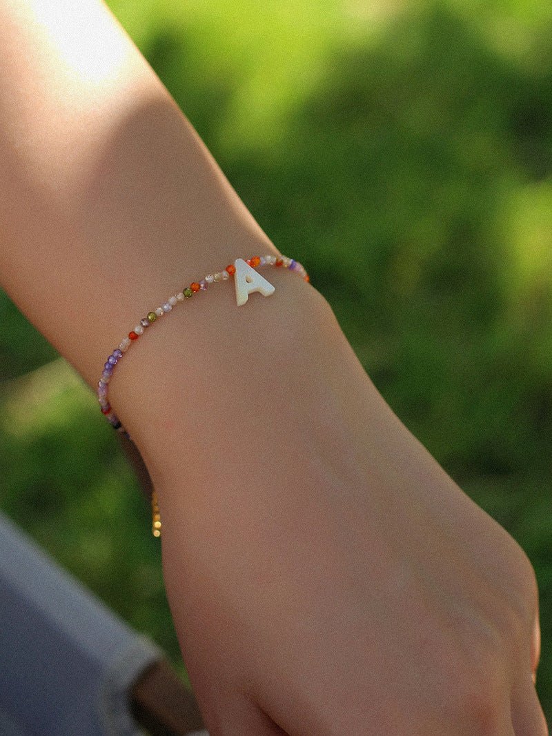 Colorful Zircon Beaded 26 Letters Bracelet - floysun